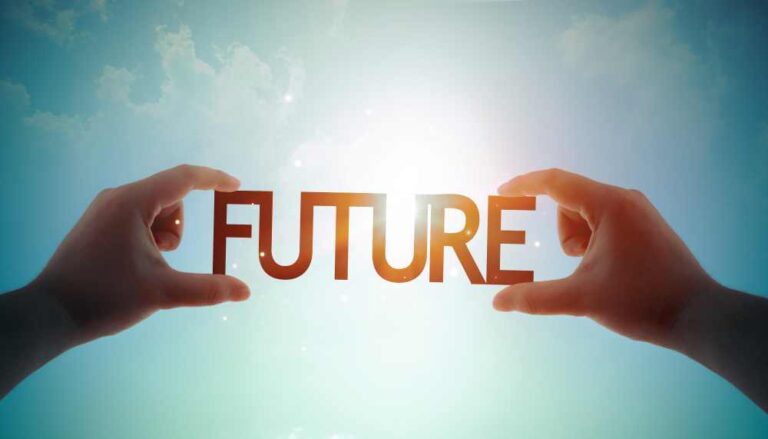 Image of hands and word future