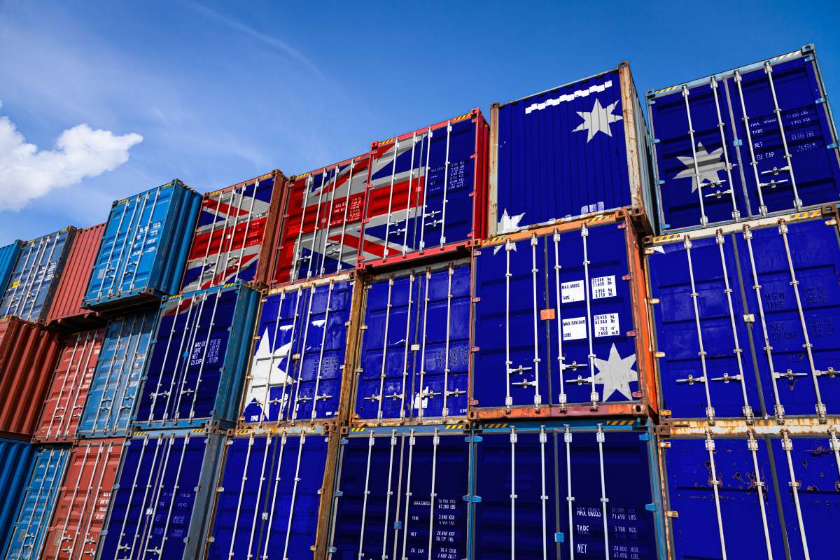 australian flag on shipping containers