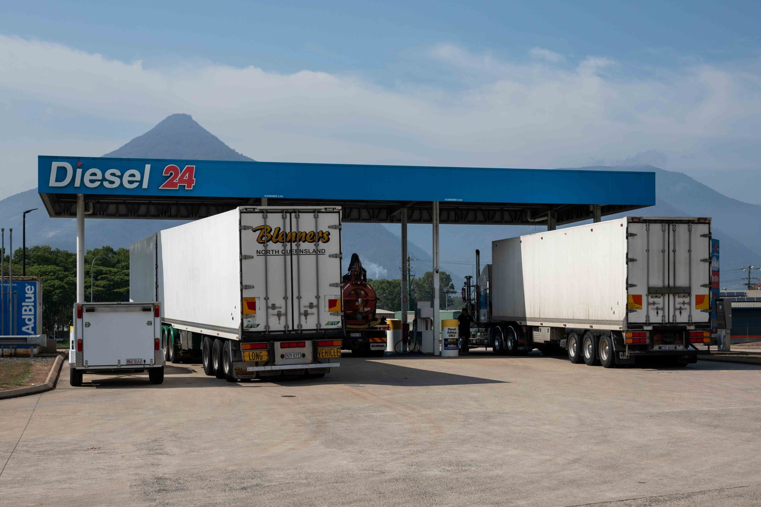 trucks at service station